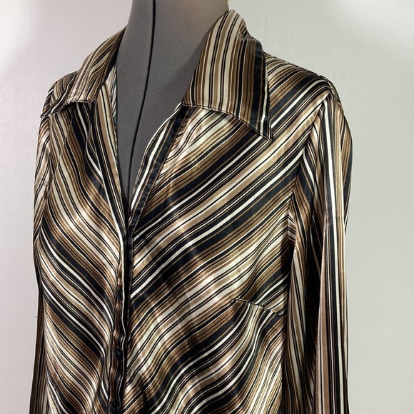 Giorgio Fiorlini  Long Sleeve Striped Button Front Top Size Small - Picture 4 of 7